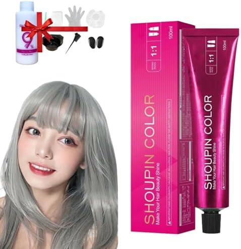 Luxuria Hair Dye No Bleach - Shecolo Hairs Dye, Shoupin Hair Color, No Bleaching Hairs Dye for Darkhair, No Hair Damage, For Women and Men (611 Silver Gray&Smoky)