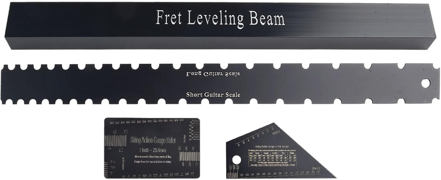 Guitar Neck Notch Ruler, Stainless Edge Fret Fretboard, Guitar Neck Notched Straight Edge Luthiers Tool, Leveler Sanding Beam, For Guitar Fretboard And Frets 4 PCS
