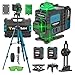 Niveau Laser Avec Trepied, Niveau Laser Chantier Autonivelant 4×360°, Laser à Lignes Continues Avec FenêTre De Rotation à 360°, Batterie 2×4800 mAh, Indice IP54 Pour Bâtiment, Carrelage