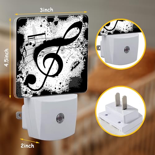Image of Ink Blots Treble Clef Night Light,Black Music Notes Plug-in Night Light Auto Dusk-to-Dawn Sensor Energy Efficient LED Lamp for Room Decor,Hallway,Kitchen,Bathroom,Nursery,Stairs