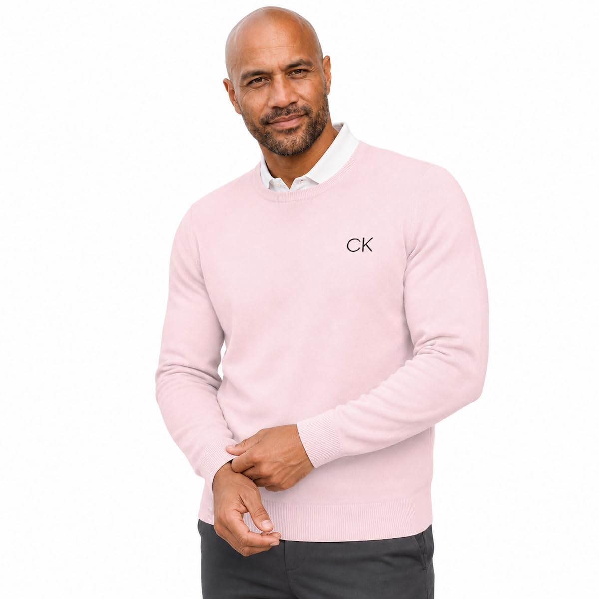 Calvin Klein Hombre Cuello Redondo Tour Comfort Golf Suéter - Rosa - XXXXL