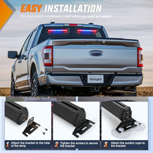 Image of Nilight 162 LED Traffic Advisor Strobe Light Bar 2-in-1 Red Blue Emergency Warning Hazard Lights with Controller 4 Switchable Color 36 Flash Pattern for Trucks Cars Tow Plow Construction Vehicles | 2 in 1 Emergency Warning Hazard Lights 4 Switchable Color 36 Flash Pattern for Trucks Cars Tow Plow Construction Vehicles