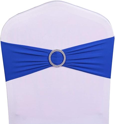 Miniatura 8 de WENSINL Paquete de 100 bandas elásticas para sillas de boda, bandas elásticas de licra con hebilla deslizante, lazos de elastano para fiestas, sin