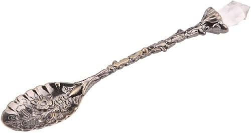 Cuchara de hadas de cristal mágico de latón antiguo individual