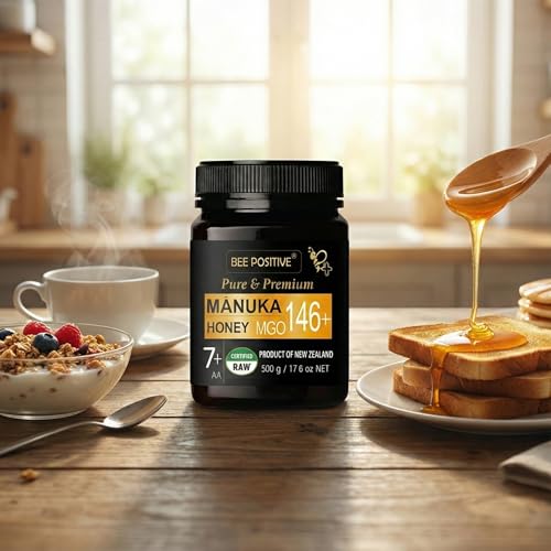Image of Certified MGO 146+ RAW Manuka Honey | Grade 7+ | 100% Natural Pure Organic New Zealand Honey | Unprocessed & Unpasteurized | Packed in New Zealand by BEE POSITIVE (500 g)