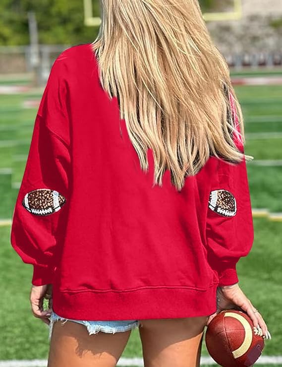 MOUSYA Womens Sequin Football Sweatshirt Game Day Long Sleeve Shirt Sunday Funday Pullover Casual Crewneck Tops - Image 5