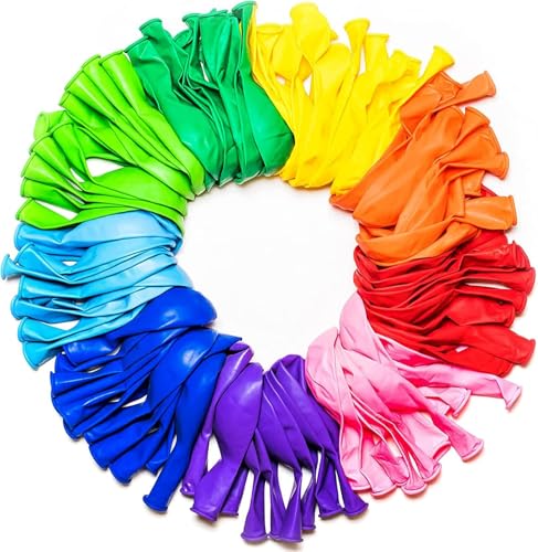 BRISENCE - 100 balões de aniversário, balões arco-íris, decoração, ótimos para hélio e ar, ideais para casamentos, aniversários e batizados, balões coloridos variados