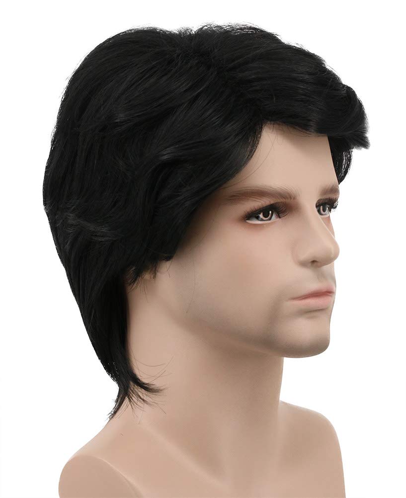 karlery Mens Short Curly Fluffy Dark Black Wig Halloween Costume Wig Cosplay Party Wig - Image 2