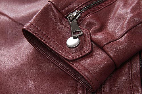 LJYH Boys Girls Faux Leather Jacket Kids Costume Motorcycle Coat Redwine Black2