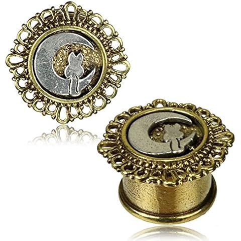 Brass Plug Silver Antique Gold Cat on Moon Arch Edge Organic Brass multicoloured Cover