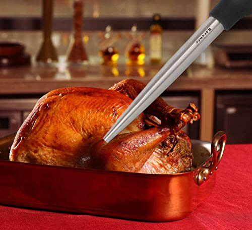 Rorence Roasting Gravy Set - Fat Separator with Strainer & Easy Bottom Release, Stainless Steel Turkey Baster with Cleaning Brush