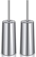 Wsedor 2-Pack Stainless Steel Toilet Brush & Holder - Rust-Proof 304 SS, Dense Bristles, Elegant Bathroom Cleaner (Silver)