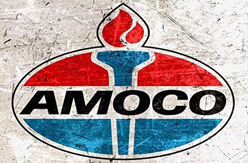 Amoco - Cartel de metal con bomba de gasolinera de gasolina, retro, vintage, póster de metal, decoración de pared, 8 x 12 pulgadas