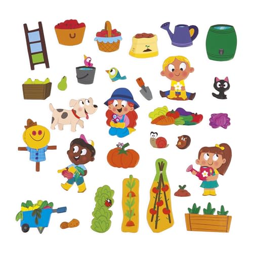 Janod - Magnéti’Stories Der Gemüsegarten - Magnetisches Lernspiel mit 30 Magneten - Kinderspielzeug aus FSC-Karton - Fördert die Vorstellungskraft und Feinmotorik - Ab 3 Jahre - J05449