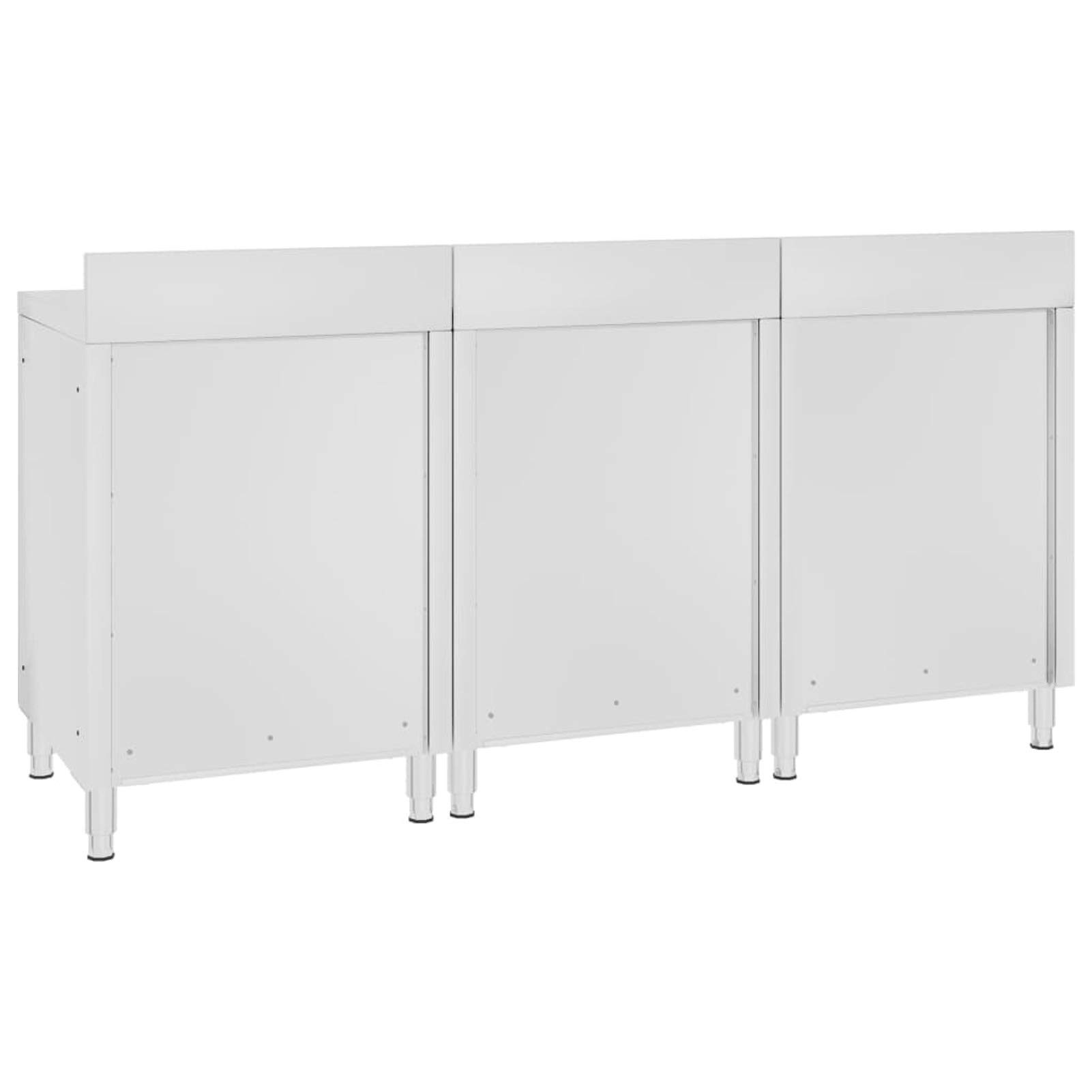 Tidyard Mobiletto con Piano di Lavoro Armadio da Cucina ad Ante 180x60x96 cm Armadietto in Acciaio Inox Mobile da Cucina Argento