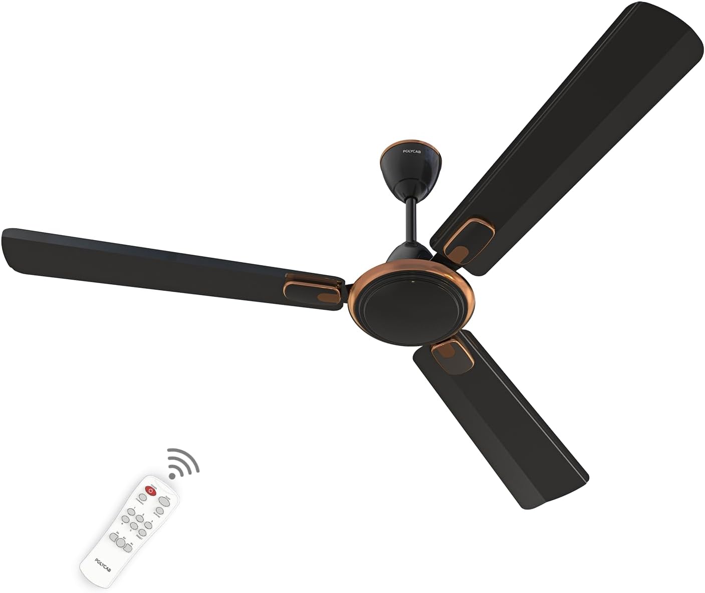 Polycab Zoomer Prime 1200mm 5-Star BLDC, Remote Ceiling fan for home | 100% Copper, High Air Delivery, 6 Speed Setting, Sleep Mode, Reverse Rotation, Boost Technology | 3 Years Warranty【Smoke Brown】