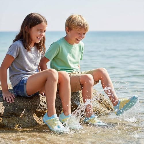 Image of Stelle Water Shoes for Kids Adjustable Laces | Quick Dry Barefoot Non-Slip Shoes with a Roomy Toe Box for Boys and Girls,Beach,Hiking,Toddler to Big Kid