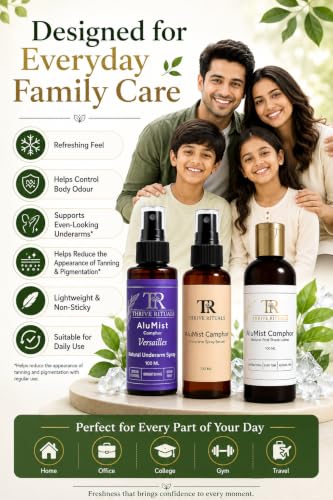 Image of AluMist Family Care Value Pack | Camphor Underarm Spray Serum + Versailles Natural Underarm Spray + Camphor Post Shave Lotion | Daily Freshness Combo | 100ml Each | Pack of 3