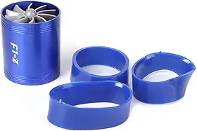 Acouto Supercarregador Turbo de Entrada de Ar, Ventilador Duplo, Economizador de Combustível de Alto Desempenho para Carros, Caminhões, Suvs, Ajuste Universal, Cor Azul, 7.5cm de