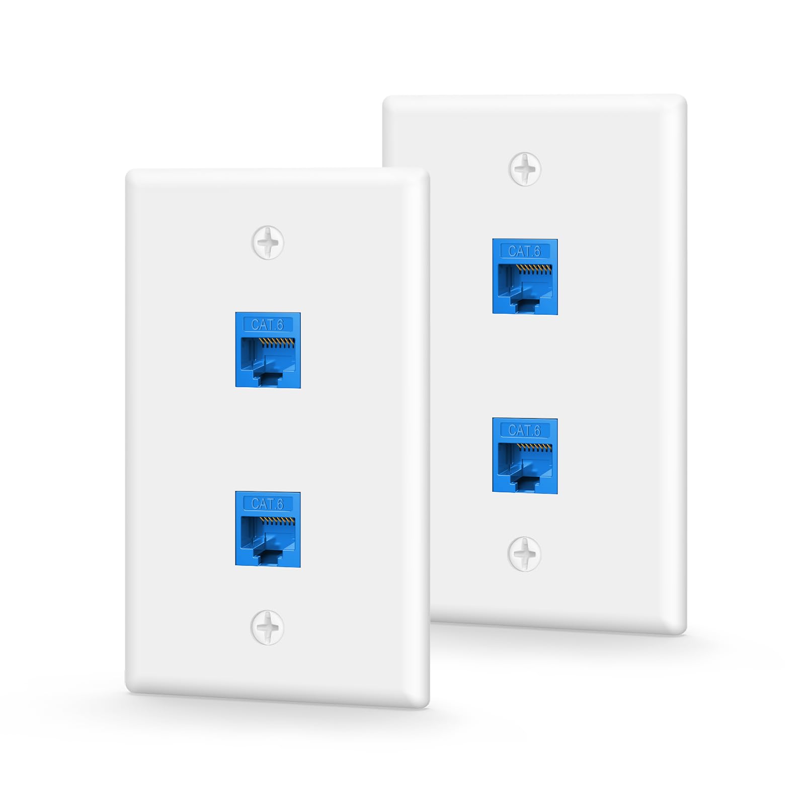 VCE 2-Port Ethernet Wall Plate (UL Listed), CAT6 Wall Plate and Jack, RJ45 Keystone Inline Coupler with Keystone Ethernet Outlet, Blue 2-Pack-image-29