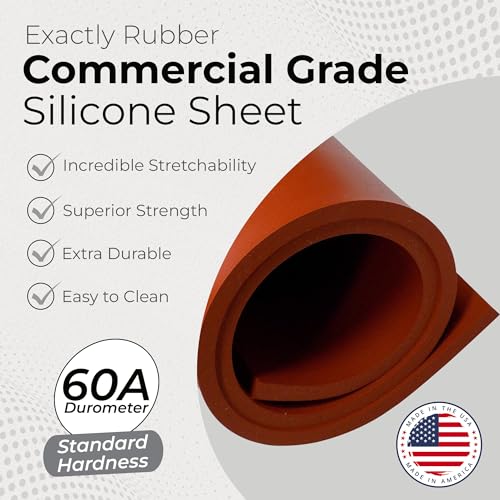 Image of Exactly Rubber Red Commercial Grade Silicone Sheet - 1 /8 x 18 inch x 36 inch 60A Durometer, Made in The USA