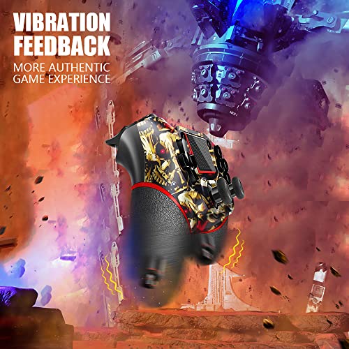 Acegamer Wireless Controller For Ps4, Custom Design V2 Gamepad Joystick For Ps4 With Non-Slip Grip Of Both Sides And 3.5Mm Audio Jack! Thumb Caps Included! (Gold Skull) #TOP3