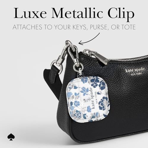 Image of kate spade new york AirPods 4 Protective Case with Keychain Ring - Flowerbed Blue, Compatible with AirPods 4th Generation