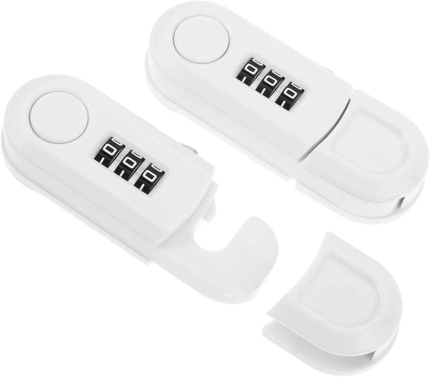 VICASKY Safety Cabinet Locks, 2pcs White No-drill Combination Refrigerator and Kitchen Cupboard Locks, Childproof Security Latches for Drawer and Door Safety