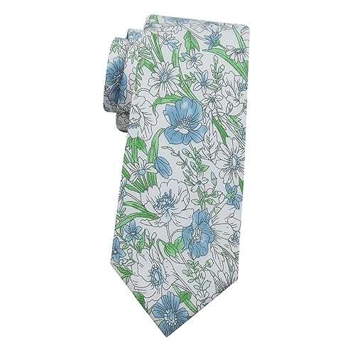 Image of Mantieqingway Men's Skinny Tie, Cotton Floral Ties for Men Wedding Necktie for Groom, Groomsmen, Missions, Dances