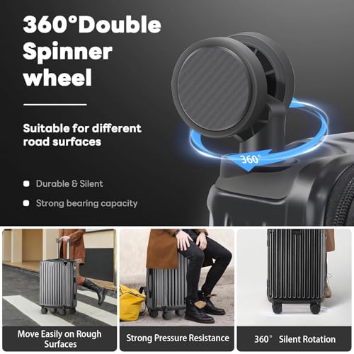 20Inch Carryon Luggage Carryon with CupHolder & USBPort, Hardside Smart Luggage with Airline Approved TSA Lock, Lightweight carryon luggage 21.6"x14.3"x9.4" airline approved 360° Spinner Double Wheels - Image 7