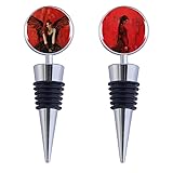 Poseidon Protect Stainless Steel & Silicone Wine Bottle Stopper Pair - Elegant Beverage Seal for Preservation, Ideal for Bar, Gifts, and Celebratory Occasions, Red Banshee