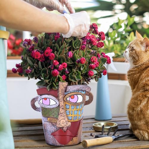 Large-Flower-Pots-Colorful-Face-Planters-Head-Planter-Modern-Abstract-Funky-Plant-Pots-Indooroutdoor-Garden-Plant-Ornament-Show-Pieces-Cute-Eclectic-Flower-Planters-Pots-for-Shelf-Centerpieces Large Flower Pots Colorful Face Planters Head Planter Modern Abstract Funky Plant Pots Indooroutdoor Garden Plant Ornament Show Pieces Cute Eclectic Flower Planters Pots for Shelf Centerpieces