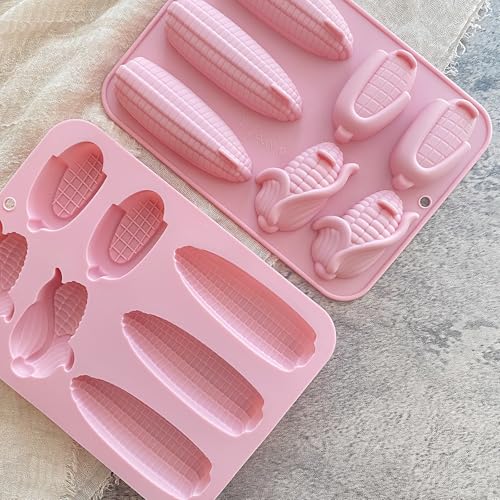 Corn Stick Bread Pan, 2PCS Silicone Corn Bread Molds Cornbread Pan for Baking Cast Iron Cornbread Stick Pan, Cron Molds for Jello Pudding Candle Dessers Making - Thumbnail 3