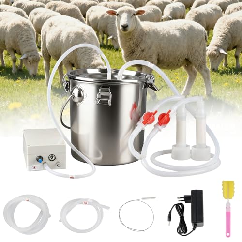 Máquina de Ordeño Eléctrica 5 L para Ovejas y Cabras con Bomba de Vacío | Cubo de acero inoxidable, sistema de pulsación, ordeño eficiente y suave, equipo portátil para granjas y uso profesional