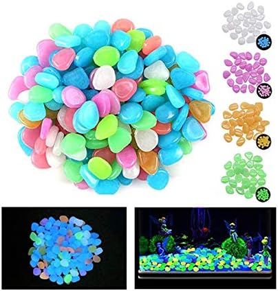 Pebbles Glow Stones 100/200PCS Glow in The Dark Garden Pebbles Luminous Stones Rocks for Walkways Garden Path Patio Lawn Garden Yard Decor (A-100PCS-Green)