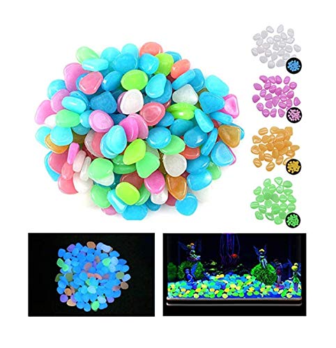 Pebbles Glow Stones 100/200Pcs Glow In The Dark Garden Pebbles Luminous Stones Rocks For Walkways Garden Path Patio Lawn Garden Yard Decor (A-100Pcs-Green) #TOP1
