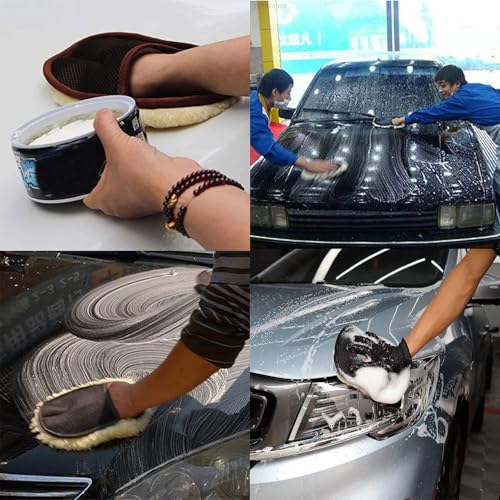 Image of Set of 2 Wool Car Washing Gloves - Scratch-Free Wash Mitt Sponge for Car Wash - Waterproof Car Wash Gloves for Interior & Exterior Detailing, Super Absorbent Gloves for Cars & Bike Cleaning (Multi)