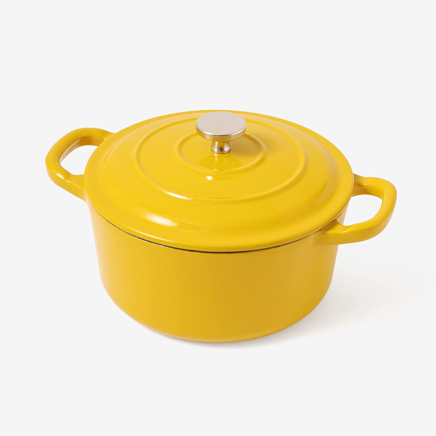 RJ Legend 1.9 qt Pre-Seasoned Cast Iron Camp Dutch Oven with Handle, Enameled, Mustard Yellow