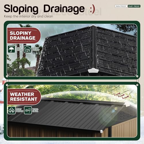 Image of GUNJI 6 x 4 FT Shed Outdoor Storage Shed Metal Garden Shed with Lockable Door Outside Waterproof Tool Shed for Backyard, Patio, Lawn (Brown)