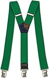 tirantes hombre verde agua Para todas las ocasiones Tirantes Hombre Elásticos Ancho 40 mm con clips extra fuerte totalmente adjustable todos los colores (Verde)