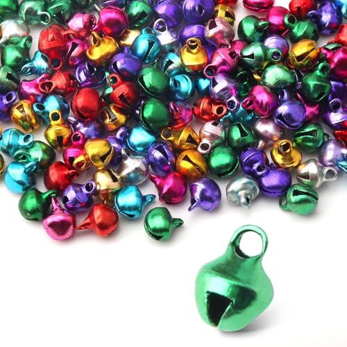 400pcs Jingle Bells for Crafts, 0.24inch Christmas Jingle Bells Multi-Color Bulk DIY Bells Cheerful Sound Craft Bells Small Bell Mini Bells for Christmas Home Pet Festival Decorations(Random Color)