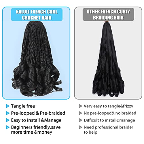 French Curly Crochet Hair For Black Women Goddess Box Braids Crochet Hair French Curl Crochet Braids 12 Inch Pre Looped French Curly Braiding Hair For Kids French Curl Braids With Layers Knotless Braids Hair Extensions(1B) #TOP4