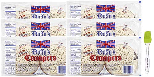 Duffy's Crumpets, 12.5 oz (Pack of 6) Bundle with PrimeTime Direct Silicone Basting Brush in a PTD Sealed Bag
