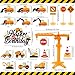 21PCS Construction Cake Toppers Truck Cake Decoration Set Excavator Tractor Tower Crane Cupcake Topper Traffic and Road Sign for Construction Happy Birthday Party Supplies