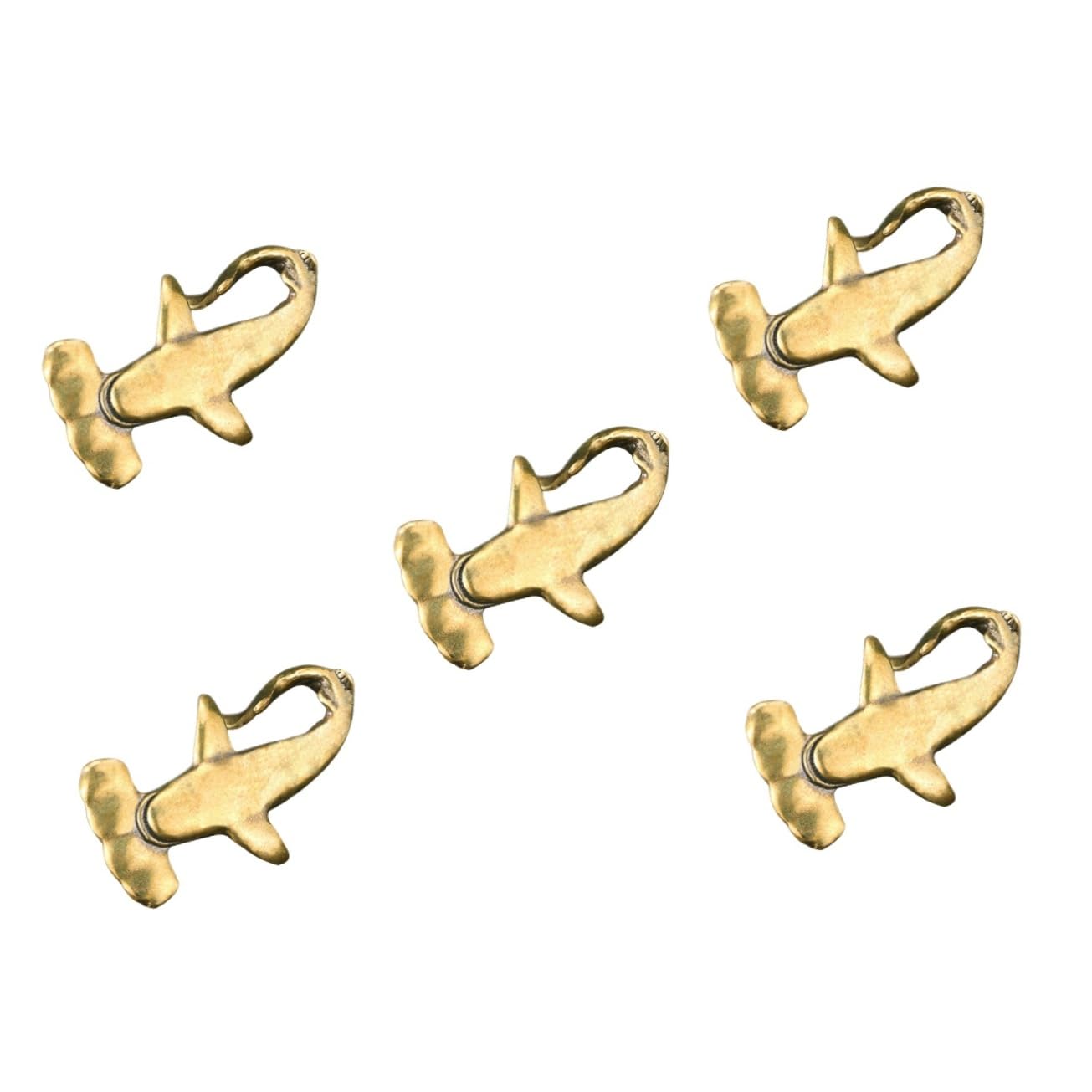 GREENADSCAPE 5 Piezas Adorno De Tiburón De Latón Decoraciones del Tablero del Auto Estatuilla De Tiburón Animales Marinos Océano Artesanía De Estilo Vintage Pequeña Decoración De Tiburón Golden