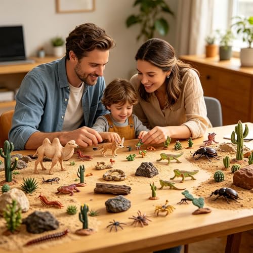 Animales del desierto en miniatura con plantas de juguete, pack de 24 piezas para decoración 3