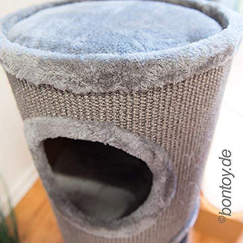 Bontoy Kratztonne Buddy in grau I 37 cm x 100 cm I mit weichem Liegebett I DREI Höhlen