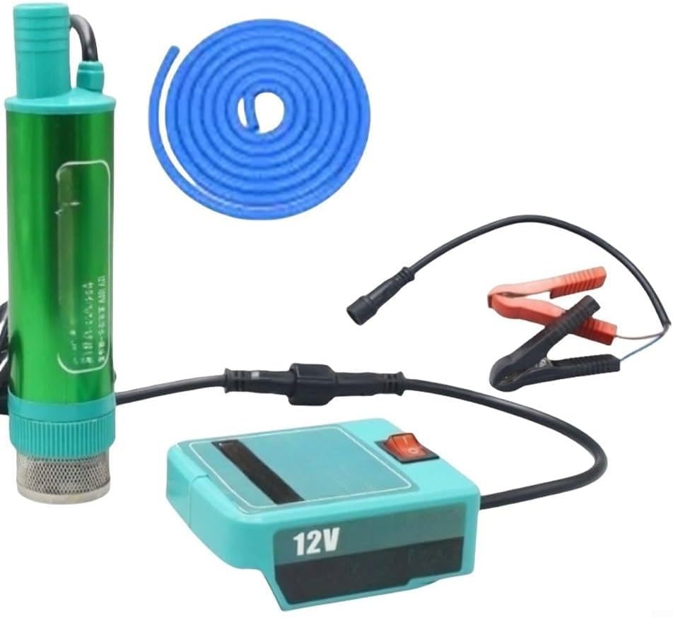 2.4m Lithium-Ion Battery-Powered Diesel Oil Transfer Pump, 38mm Submersible Fuel Pump for MT18V Batteries (BL1830/40/50/60), 40–60 L/min Flow Rate, 4–6m Head, Portable for Industrial & Workshop Use