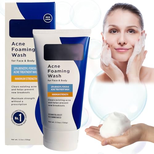 Acne Foaming Wash, Face Cleanser for Acne Treatment, Back Acne Body Wash, Daily Facial Cleanser for Back Acne and Face, 156g