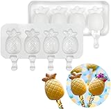 1 Pack Cute Pineapple Shape Popsicle Molds Silicone Ice Pop Molds 4 Cavities Popsicle Molds for Kids Adults Ice Cream Mold Cakesicles Mould DIY Popsicle Maker Homemade Popsicle Silicone Molds Y